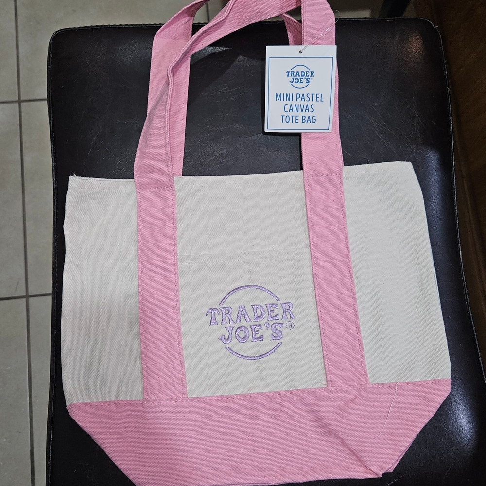Trader Joe's Pink and Cream Mini Tote Bag